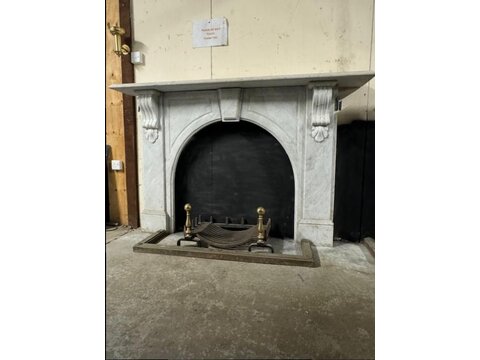 Victorian Style Marble Arch fire Surround   fs271 a reclaimed arch surround with inlay detailing and wonderful corbels