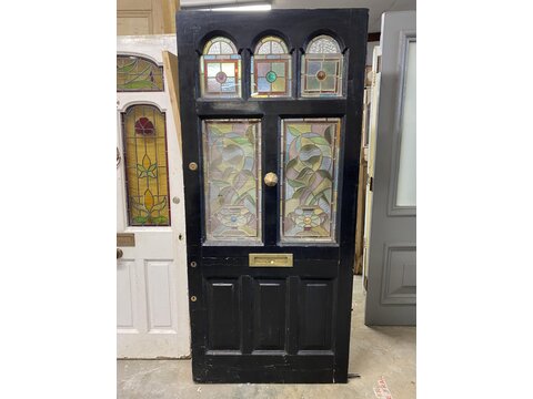 original period 3 arch stained glass door fd1503