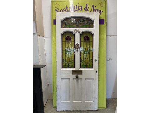 ORIGINAL PERIOD FRONT DOOR WITH BEAUTIFUL STAINED GLASS FD1302
