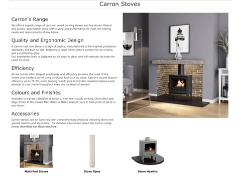 We are the largest local stockists of CARRON stoves and accessories