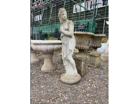 Reconstituted stone statue of a woman with beautiful weathered patina gss88