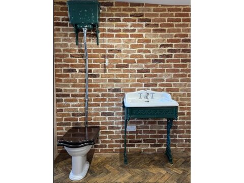A reclaimed high level toilet and sink in stand ST9124