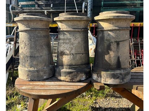 A set of 3 cannon top buff chimney pots CP303