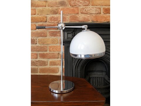 Vintage Chrome and White Globe Table Lamps &ndash; Prop Hire LA209
